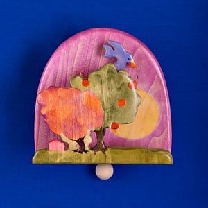 CARILLON UCCELLINO SULL'ALBERO  fondo viola